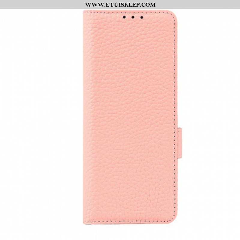 Etui Folio do Samsung Galaxy Z Fold 3 5G Prawdziwa Skóra Litchi